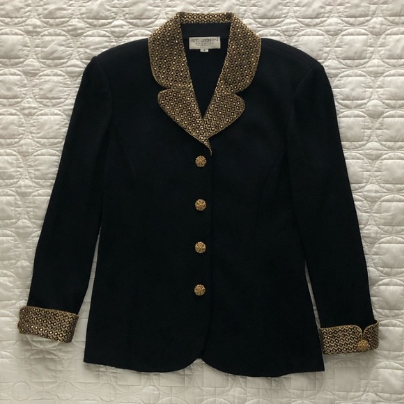 St John Evening Jackets & Blazers - St John Evening by Marie Gray - Stunning and Timeless Black Knit Blazer